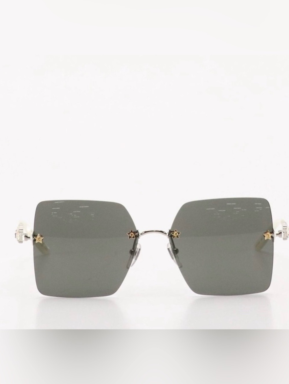 Gucci Square Sunglasses with Star Stud and Rhinestone Details with Case